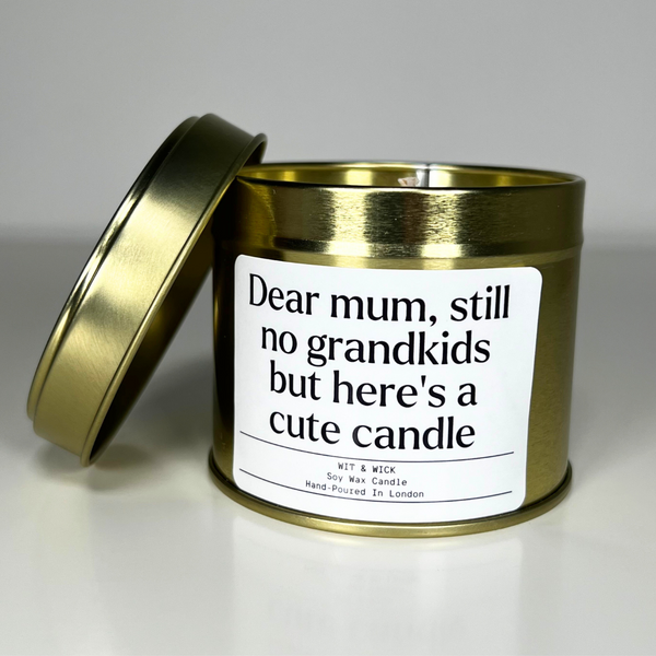 Dear Mum, Still No Grandkids But Here's A Cute Candle